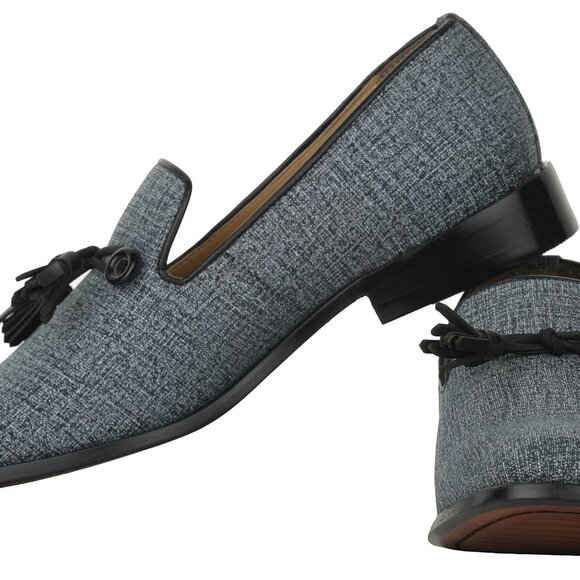 Mens Tuxedo Canvas Textile Noble Loafers and Slip On Shoes Wedding Party Shoes - Picture 2 of 7